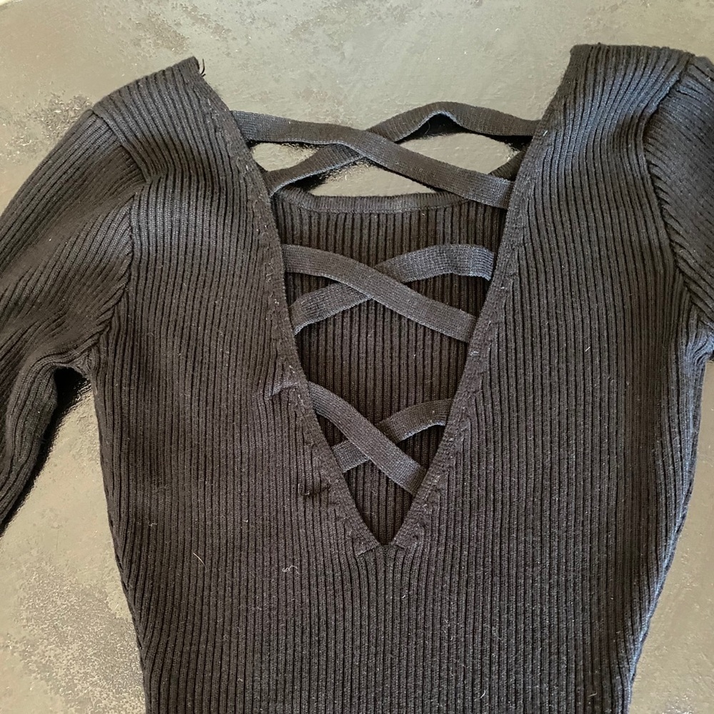 Long Sleeve Ribbed Dress - Picture 4 of 4